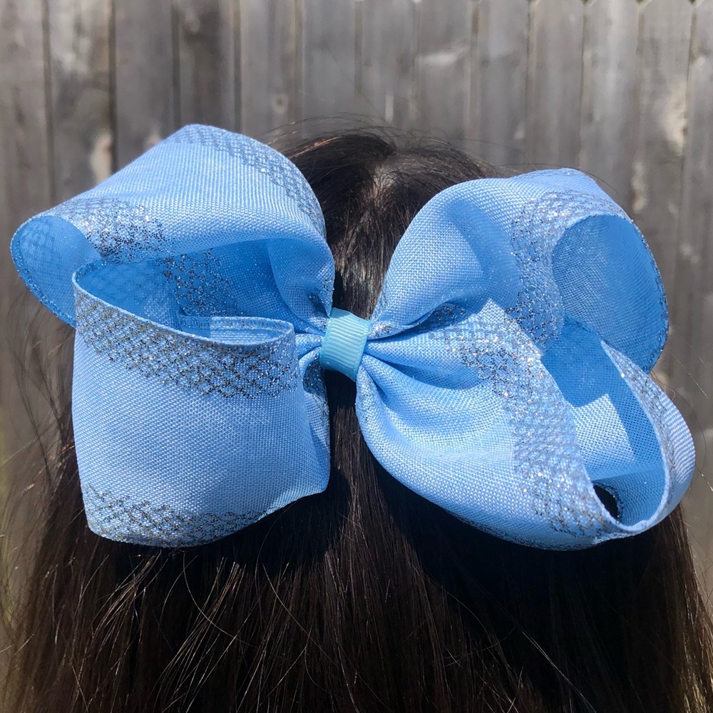Cinderella Blue and Sparkle Edge Bow